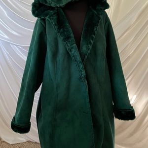 Faux fur luxury green coat